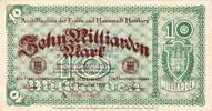 Inflation 1923 DE 10 Mia. Mk. Hamburg , Notgeld 10 Milliarden Mark Schein in gbr. Keller 2209.r , Hamburg 1923 -