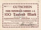 Inflation 1923 DE 100.000 Mk. Hamburg , Banknote 100.000 Mark Schein in F-kfr. Keller 2116.a , Hamburg 1923 -