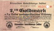 Wertbeständig 1923/24 DE 2,10 Gold Mk. Altona , Banknote 2,10 Goldmark Schein gbr.E , Müller 55.5 , Hamburg 1923 Wertbe -