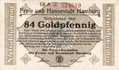 Wertbeständig 1923/24 DE 84 Gold Pf. Hamburg , Banknote 84 Goldpfennig Schein gbr. Müller 2310.3.b , Hamburg 1923 -