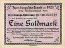 Wertbeständig 1923/24 DE 1 Gold Mk. Hamburg , Banknote 1 Goldmark Schein gbr. Müller 2365.2 , Hamburg 1923 Wertbestä -
