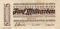 Inflation 1923 DE 5 Mia. Mk. Altona , Banknote 5 Milliarden Mark Schein in gbr. Keller 80.k , Schleswig 1923 -