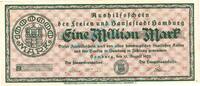 Inflation 1923 DE 1 Mio. Mk. -o.Kn- Hamburg , Banknote 1 Million Mark --Muster-- unc-kfr. Keller 2109.b , Hamburg -