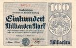 Inflation 1923 DE 100 Mia. Mk. Hamburg , Banknote 100 Milliarden Mark Schein unc-kfr. Keller 2109.t , Hamburg -