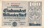 Inflation 1923 DE 100 Mia. Mk. Hamburg , Banknote 100 Milliarden Mark Schein gbr. Keller 2109.t , Hamburg 1923 -
