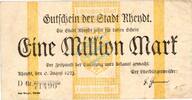 Inflation 1923 DE 1 Mio. Mk. Rheydt , Banknote 1 Million Mark Schein gbr. Keller 4561.c , Rheinland 1923 Infl -
