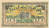 Serienscheine DE 10 Pf. -KN schwarz- Flensburg , Notgeld 10 Pfennig -KN schwarz- unc-kfr. M-G 366.1.b , Schleswig o.D -