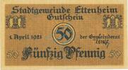 Kleingeld 1914-1922 DE 50 Pf. Ettenheim , Notgeld 50 Pfennig Schein unc-kfr. Ti.1815.05.35 , Baden 1921 Verkeh -