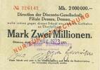 Inflation 1923 DE 2 Mio. Mk. Dessau , Banknote 2 Millionen Mark Scheck unc-kfr. Keller 983.... Anhalt 1923 -