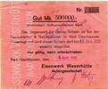 Inflation 1923 DE 500.000 Mk. Bad Oeynhausen , Banknote 500.000 Mark Scheck gbr. Keller 4118... Westfalen 1923 -