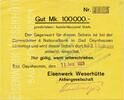 Inflation 1923 DE 100.000 Mk. Bad Oeynhausen , Banknote 100.000 Mark Scheck F-kfr. Keller 4118... Westfalen -