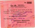 Inflation 1923 DE 500.000 Mk. Bad Oeynhausen , Banknote 500.000 Mark Scheck L-gbr. Keller 4118... Westfalen -