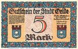 Seriennotgeld Deutschland 5 Mark o. Wz. Notgeld Stadt Oelde , 5 Mark Schein o. Wz. in kfr. Mehl Grabowski 1007.3 -