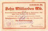 Inflation 1923 DE 10 Mia. Mk. 1923 Nieder Hermsdorf , Banknote 10 Millia... 14,90 EUR  + 200,00 EUR frais d'envoi