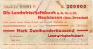 Inflation 1923 DE 200.000 Mk. 1923 Neuhausen , Banknote 200.000 Mark Sch... 49,90 EUR  + 200,00 EUR frais d'envoi
