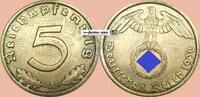 Drittes Reich 5 Pf. 1936 A 5 Pfennig M&uuml;nze Drittes Reich 1936 A -Berlin-... 72,95 EUR  + 200,00 EUR frais d'envoi