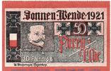 Seriennotgeld Deutschland 50 Pfennig gezähnt Nr 2 Notgeld Parey , Sonnenwende 1921 , 50 Pfennig Nr 2 -gezähnt- in kfr. -