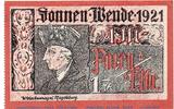 Seriennotgeld Deutschland 1 Mark gezähnt Nr 1 Notgeld Parey , Sonnenwende 1921 , 1 Mark Schein Nr 1 -gezähnt- in kfr. -