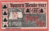 Seriennotgeld Deutschland 1 Mark gezähnt Nr 2 Notgeld Parey , Sonnenwende 1921 , 1 Mark Schein Nr 2 -gezähnt- in kfr. -