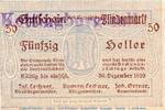 Notgeld Österreich 50 Heller Schein -Stempel- Notgeld der Gemeinde Blindenmarkt 93.I.s , 50 Heller -Kottingburgstall- in kfr -