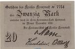 Gro&szlig;notgeld 1918 DE 20 Mk. o.D. Notgeld der Stadt Kreuznach , 20 Mark Sc... 65,95 EUR  + 200,00 EUR frais d'envoi