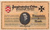 Notgeld DE 5 Mk. -Baustein- Notgeld Jungdeutscher Orden Baustein Bielefeld 101.1 , 5 Mark Schein in kfr. o.D -