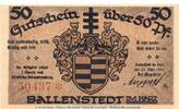 Seriennotgeld Deutschland Notgeld Ballenstedt 50 Pfennig Nr.6 Notgeld Stadt Ballenstedt 61.3 , 50 Pfennig Schein Nr.6 in kfr. von 1921 -