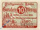 Kleingeld 1914-1922 10 Pf. Notgeld Auma , 10 Pfennig Schein , Tieste 0265.05.25 , von 1920 , Sachsen Verkehrsausgabe -