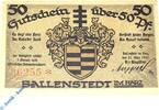 Seriennotgeld Deutschland Notgeld Ballenstedt 50 Pfennig Nr.1 Notgeld Stadt Ballenstedt 61.3 , 50 Pfennig Schein Nr.1 in kfr. von 1921 -