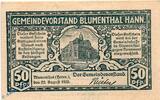 Kleingeld 1914-1922 DE 50 Pf. Blumenthal , Notgeld 50 Pfennig Schein in kfr. Tieste 0760.10.06 , NDS von 1920 -