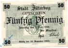 Kleingeld 1914-1922 DE 50 Pf. Notgeld Jüterbog , 50 Pfennig Schein , Tieste 3300.05.10 , von 1918 , Brandenburg Verkehrsausgabe -