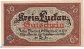 Kleingeld 1914-1922 10 Pf. Notgeld Luckau , 10 Pfennig Schein , 4 Us , Tieste 4225.05.10 , von 1917 , Brandenburg Verkehrsausgabe -