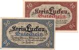 Kleingeld 1914-1922 2 Scheine kpl. Notgeld Luckau , Set mit 2 Scheinen - 31.12.1919 , Tieste 4225.05.20 und 21 , von 1917 , Brandenburg Verkehrsausgabe -