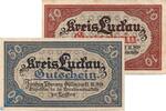 Kleingeld 1914-1922 2 Scheine kpl. Notgeld Luckau , Set mit 2 Scheinen - 31.12.1919 , Tieste 4225.05.10 und 11 , von 1917 , Brandenburg Verkehrsausgabe -