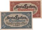Kleingeld 1914-1922 2 Scheine kpl. Notgeld Luckau , Set mit 2 Scheinen , Widerruf , Tieste 4225.05.35 und 36 , von 1917 , Brandenburg Verkehrsausgabe -
