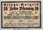 Kleingeld 1914-1922 10 Pf. Ostheim , Notgeld 10 Pfennig -Kirche- unc-kfr. Ti.5465.05.51 , Thüringen 1918 Ve -