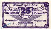 Kleingeld 1914-1922 25 Pf. Notgeld Sorau , 25 Pfennig Schein in kfr. Wz Kreuzmäander , Tieste 6995.05.22 , von 1918 , Brandenburg Verkehrsausgabe -