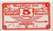 Kleingeld 1914-1922 5 Pf. Notgeld Sorau , 5 Pfennig Schein o. Wz in kfr. Tieste 6995.05.20 , von 1918 , Brandenburg Verkehrsausgabe -