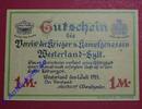 Seriennotgeld 1 Mark Schein Notgeld Westerland Sylt , Verein der Krieger und Kampfgenossen , Schleswig Holstein , vollständiger Satz mit 1 Schein , Serienno -