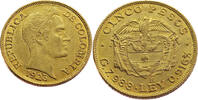 Colombia 5 Peso 1923 Simon Bolivar - Gold SUP