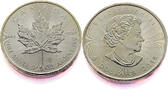 Canada 5 Dollars Maple Leaf - Elizabeth II - Silver -