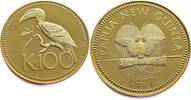 Papua new Guinea 100 Kina 1977 Blyth's Hornbill - Gold PP 1325,00 EUR  + 14,95 EUR frais d'envoi