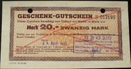 DDR - Geschenk-Gutschein 20 Mark Geschenk-Gutschein HO Dresden Industriewaren -