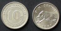Kongo (Kinshasa) 10 Sengi 1967 S.40 / Al / Leopard vzgl 5,30 EUR  + 9,00 EUR frais d'envoi