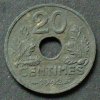 Frankreich 20 Centimes S.211 / Zink / Weizenähren - Eichenblätter -
