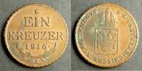 &Ouml;sterreich 1 Kreuzer 1816 A K / Gekr&ouml;nter Doppeladler - Wert ss-vzgl 9,00 EUR  + 10,00 EUR frais d'envoi