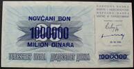 Bosnien-Herzegowina 1 Mio. Dinara P. 35 b / Wertaufdruck auf P.11a -