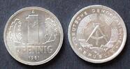DDR 1 Pfennig S.8 / Al / Staatswappen - Wertangabe, zwischen Eichenzweigen -