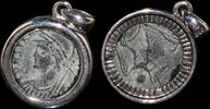 ISRAEL, Roman Empire Follis set in silver mount -