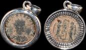 ISRAEL, Roman Empire Follis set in silver mount -